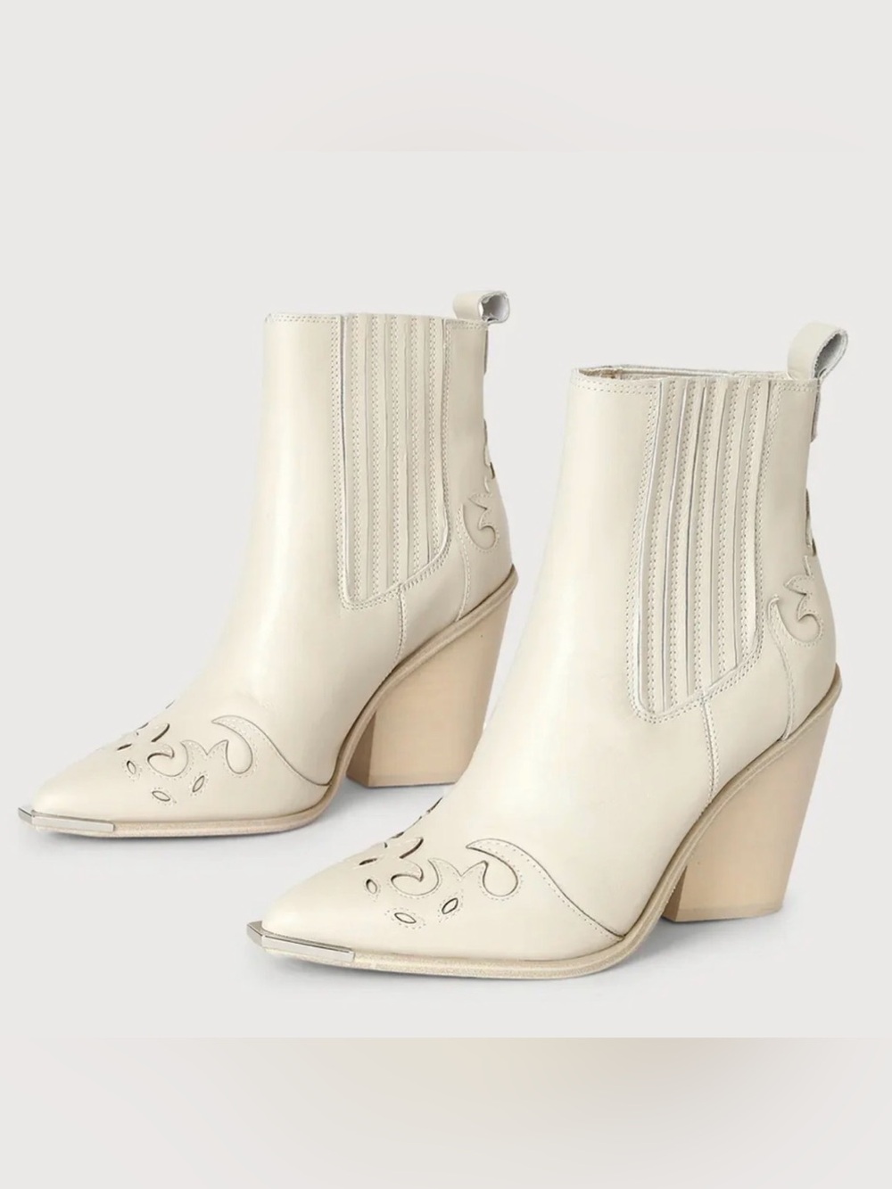 Steve Madden Women Laser Cut Trim Silver Tip Booties